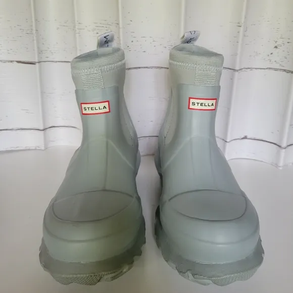 New Stella McCartney x Hunter Ltd. Collection Ankle Powder Blue Rain Boots Sz 5
