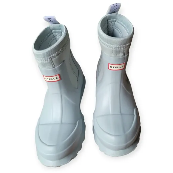 New Stella McCartney x Hunter Ltd. Collection Ankle Powder Blue Rain Boots Sz 5
