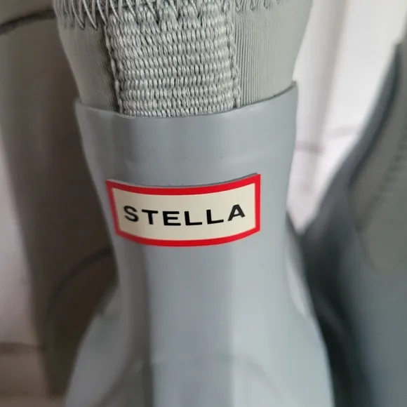 New Stella McCartney x Hunter Ltd. Collection Ankle Powder Blue Rain Boots Sz 5