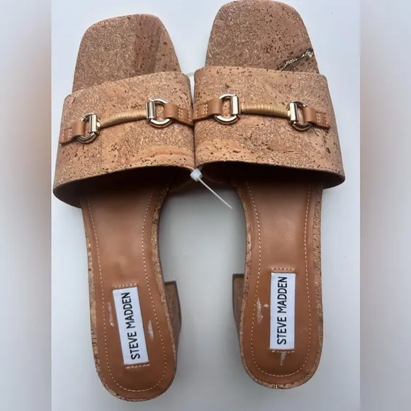 New Steve Madden brown , beige cork shoes sandals size 10 slip on