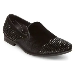 New Steve Madden sz 11.5 Clarity Studded Smoking Slipper Mens Shoes Black NIB