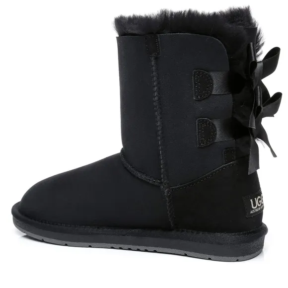 New!! UGG Premium Double Bow- Black- Size 10