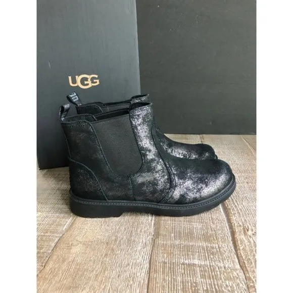 NEW UGG Unisex-Child K Bolden black Metallic Fashion Boots size 6