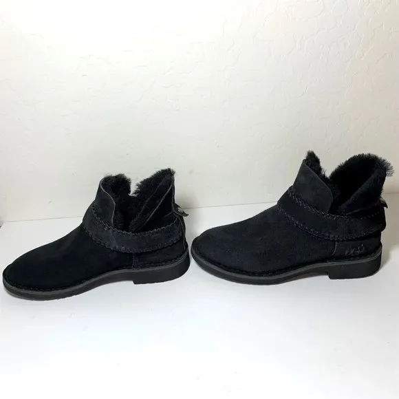 NEW UGG WOMEN'S MCKAY‎ ANKLE SUEDE SHEARLING LINED BOOTS BOOTIES BLACK