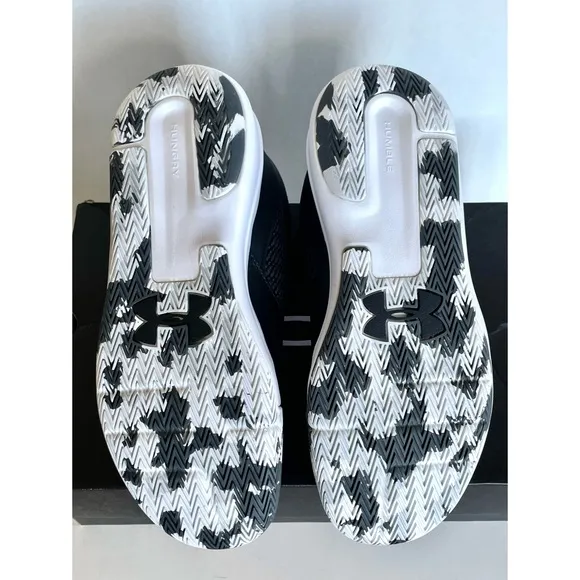 NEW! UNDER ARMOUR YOUTH UA GS LOCKDOWN 5 SZ 7Y BLACK &amp; WHITE SHOES 3023533-003