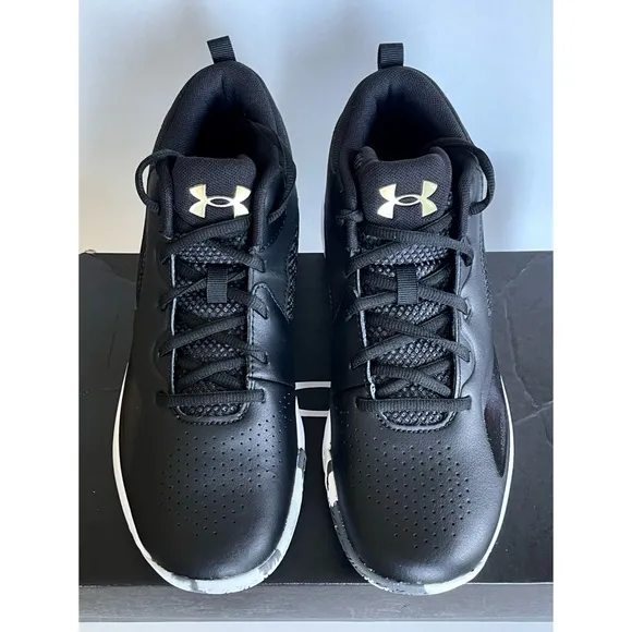NEW! UNDER ARMOUR YOUTH UA GS LOCKDOWN 5 SZ 7Y BLACK &amp; WHITE SHOES 3023533-003