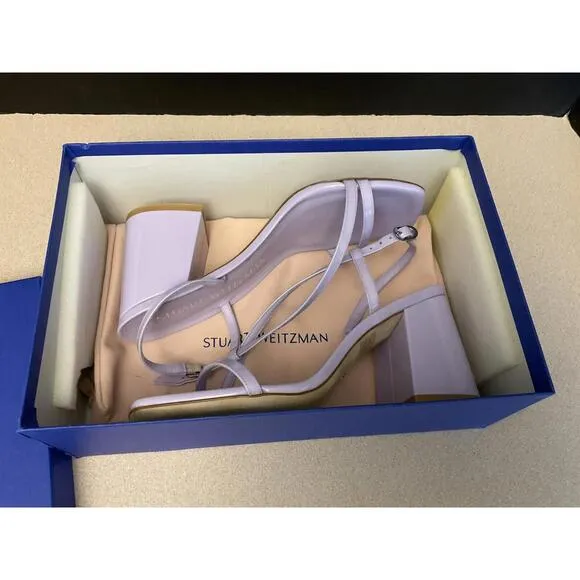 New! Womens Stuart Weitzman Soiree 85 Purple Block Heel Sandals. Size 8.5B. Nice