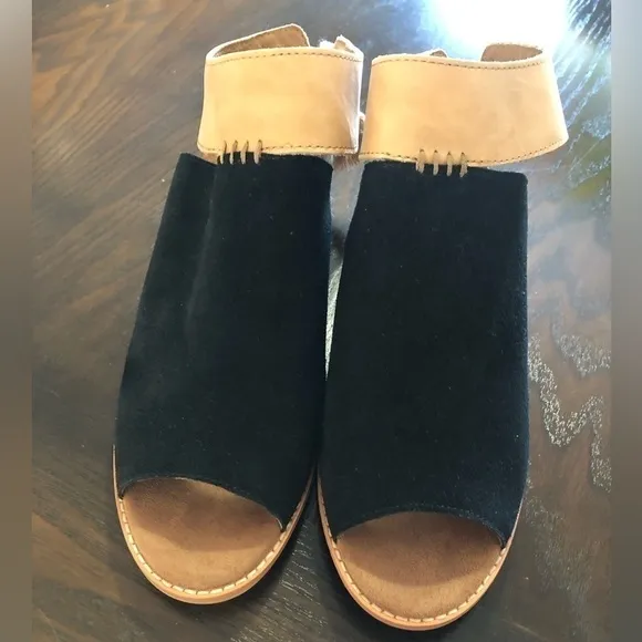 NEW⭐️TOM’S BLACK SUEDE GLADIATOR HEELS SIZE 9.5 Leather upper spring summer fall