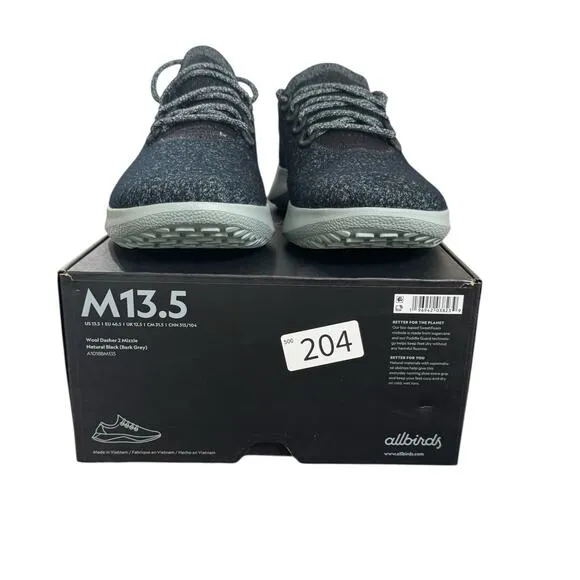 NIB! Allbirds Mens Sustainable Wool Dasher 2 Mizzle in Natural Black - Size 13.5
