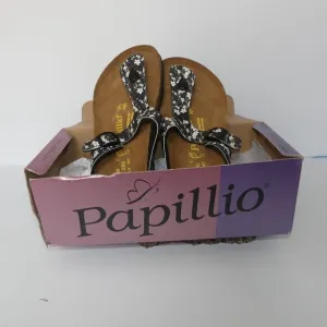NIB Birkenstock Papillio Gizeh Magnolia Black floral toe post sandals EU 40 US 9