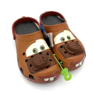 NIB NWT New Crocs Disney Tow Mater Cars Mens Size 11 Sandals Shoes Slides Brown