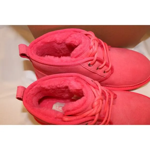 NIB UGG WOMEN'S NEUMEL CHUKKA SUEDE SHEARLING LINED ANKLE BOOTS PGW PINK SZ 8