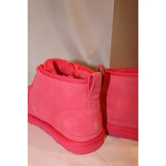 NIB UGG WOMEN'S NEUMEL CHUKKA SUEDE SHEARLING LINED ANKLE BOOTS PGW PINK SZ 8