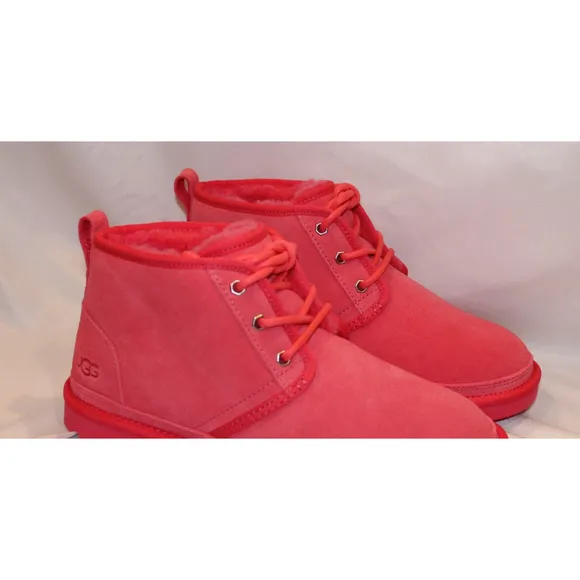 NIB UGG WOMEN'S NEUMEL CHUKKA SUEDE SHEARLING LINED ANKLE BOOTS PGW PINK SZ 8