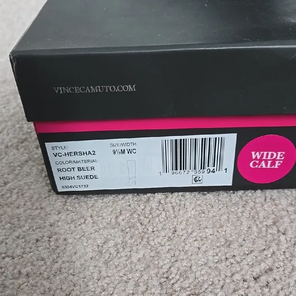 NIB Vince Camuto Elegant Brown Suede Knee-High Women's Boots, 9.5 Wide Calf
