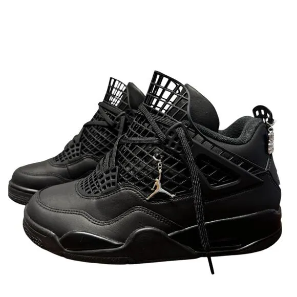 Nike Air Jordan Black 4 Net Lace Up Basket Ball Athletic Shoes Womens 9