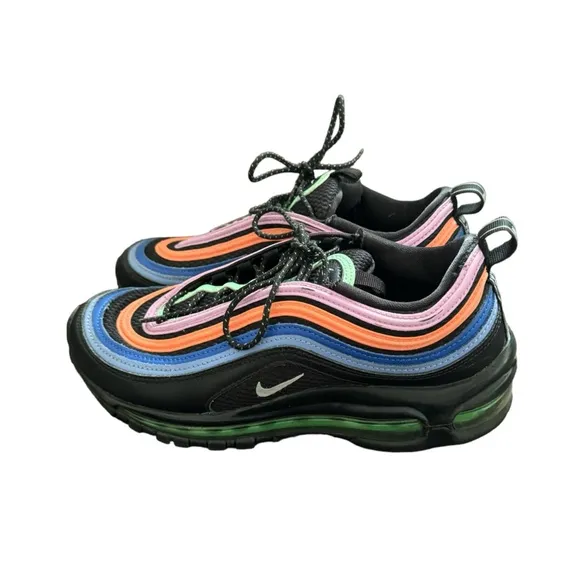 Nike AIR MAX 97 'MULTI-COLOR' #CW6028 001 Black/Electro Green/Fuchsia Glow Shoes