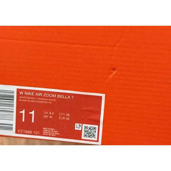 Nike Air Zoom Bella 7 Wmns Size 11 Workout Shoes White Bright Crimson FZ1689-101