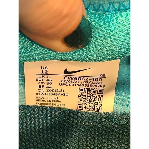 Nike Air Zoom Terra Kiger 7 Men's Hiking Shoes Sz 12 Turquoise Blue CW6062-400