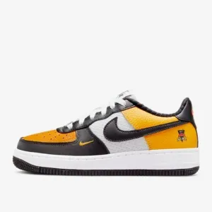 NIKE AIR FORCE 1 Black Gold Jersey Mesh Sneakers Shoes Youth 7 Women's 8.5