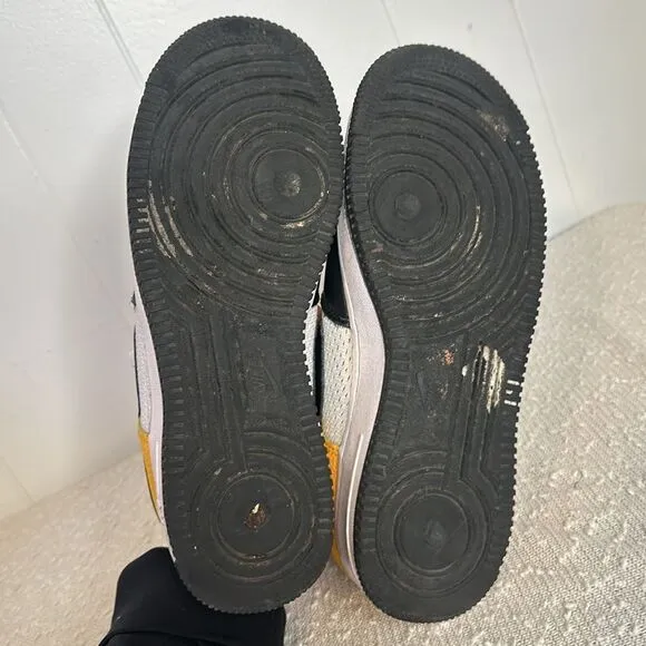 NIKE AIR FORCE 1 Black Gold Jersey Mesh Sneakers Shoes Youth 7 Women's 8.5