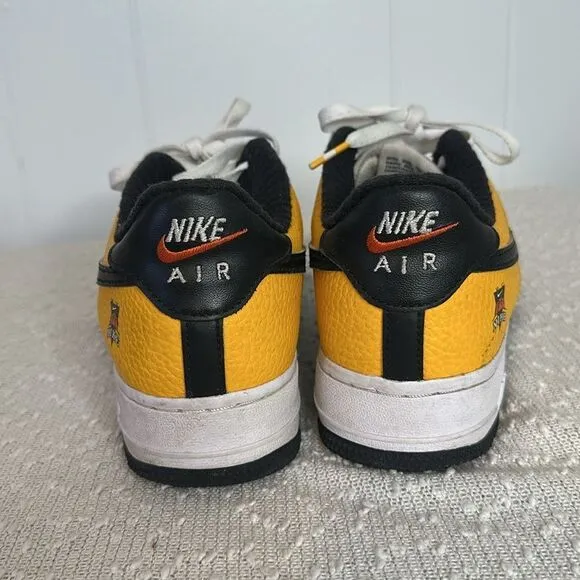 NIKE AIR FORCE 1 Black Gold Jersey Mesh Sneakers Shoes Youth 7 Women's 8.5