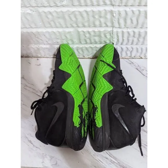 Nike Boys Black &amp; Green Lace-Up Kyrie 4 EP ‘Halloween’ Sneakers Shoes Size 7Y
