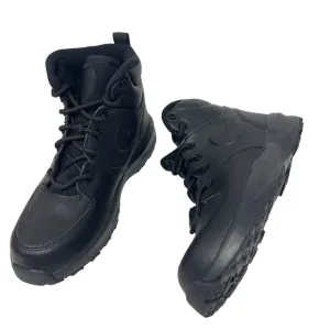 Nike boys Size 3 Manoa Leather Boots Triple Black Style BQ5373-001 NWT