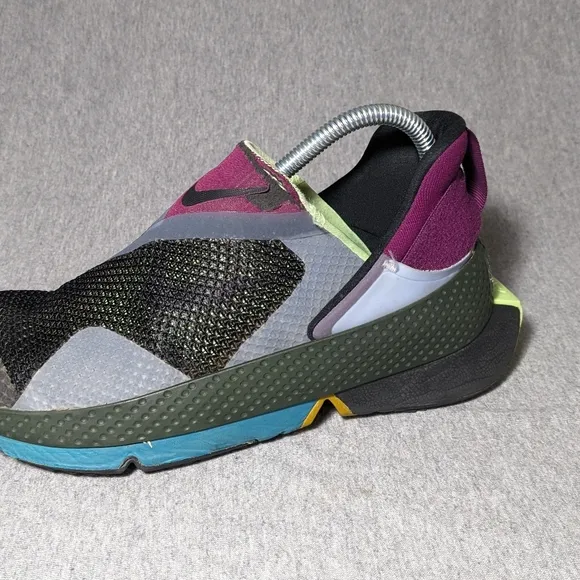 Nike Go FlyEase Kids Shoe's 4.5 Black Purple Lime Slip On Shoe CW5883-004