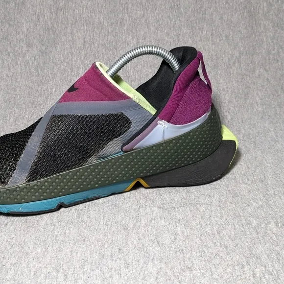 Nike Go FlyEase Kids Shoe's 4.5 Black Purple Lime Slip On Shoe CW5883-004