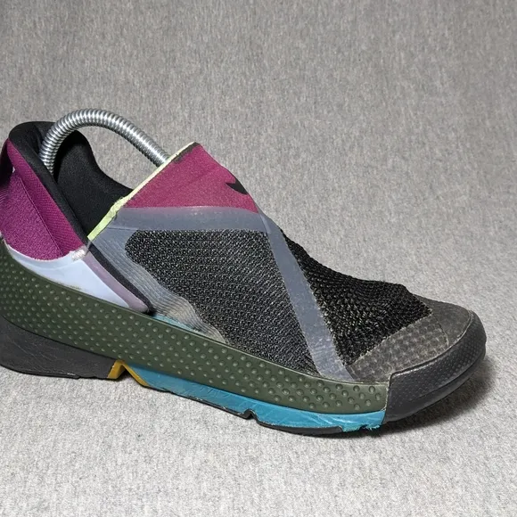 Nike Go FlyEase Kids Shoe's 4.5 Black Purple Lime Slip On Shoe CW5883-004
