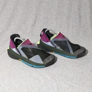 Nike Go FlyEase Kids Shoe's 4.5 Black Purple Lime Slip On Shoe CW5883-004