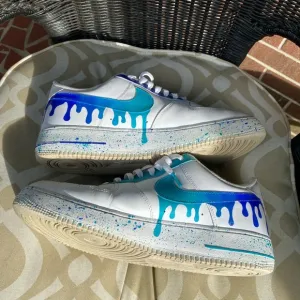 Nike men’s Air Force One custom drip blue size 12