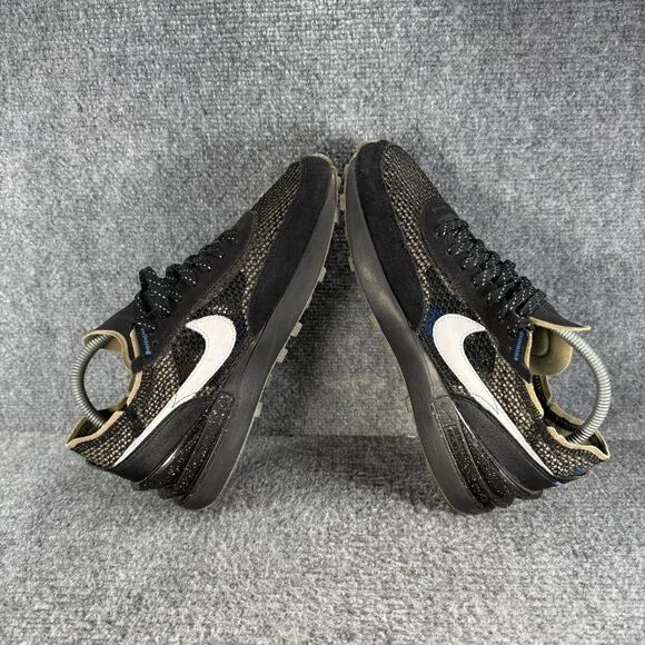 Nike Waffle One Mesh Mens 8 Shoes Black Iron Grey Running Athletic Sneakers