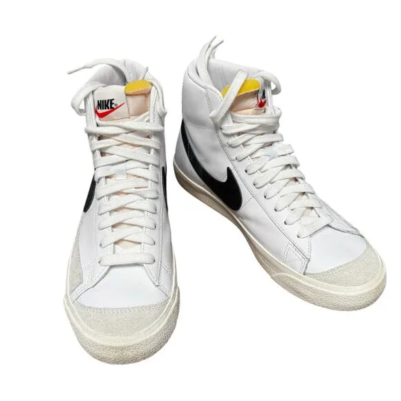 Nike White Black Leather Retro Blazer Mid '77 Shoes Womens 8