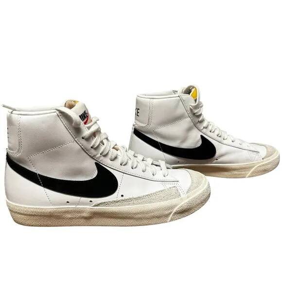 Nike White Black Leather Retro Blazer Mid '77 Shoes Womens 8