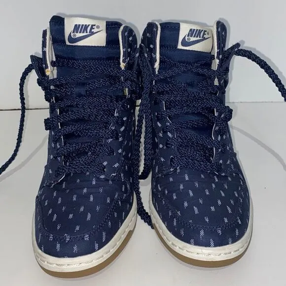 Nike Women's Blue Dunk Sky Hi Print Hidden Wedge Sneaker Shoes Size 6.5