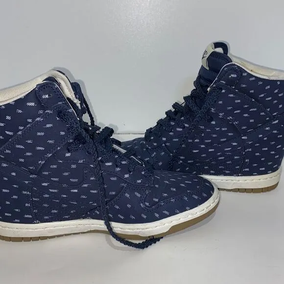 Nike Women's Blue Dunk Sky Hi Print Hidden Wedge Sneaker Shoes Size 6.5