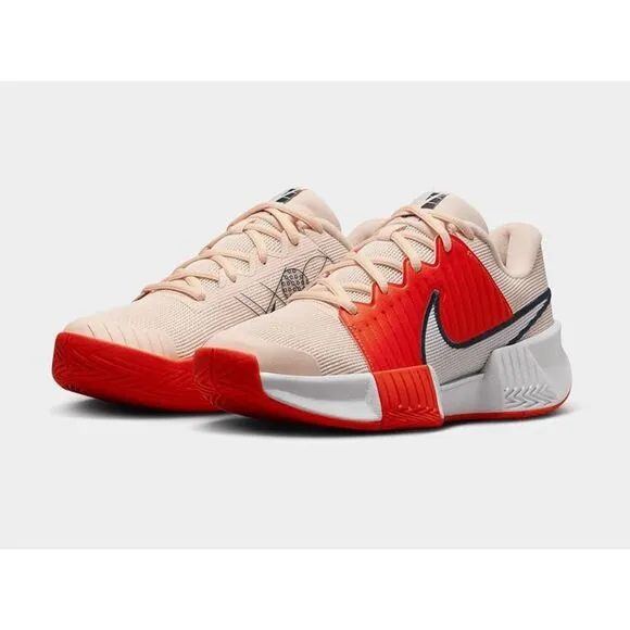 Nike Women's Size 9 Zoom Challenge Pickleball Athletic Shoes Beige Orange Sporty