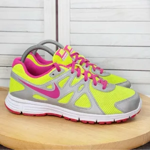 Nike Youth Revolution 2 Running Shoes Sneakers Volt Yellow Pink 6.5Y 555090-761