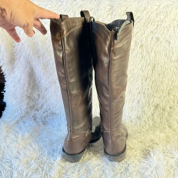 Nine West Brown Leather Fashion Cowboy Boots - Size 9 - 15&quot; Shaft