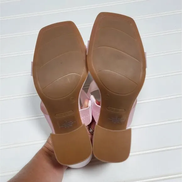 Nine West Gati3 Pink Block Heel Slide Sandals/Shoes