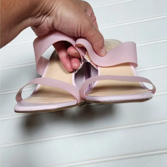 Nine West Gati3 Pink Block Heel Slide Sandals/Shoes