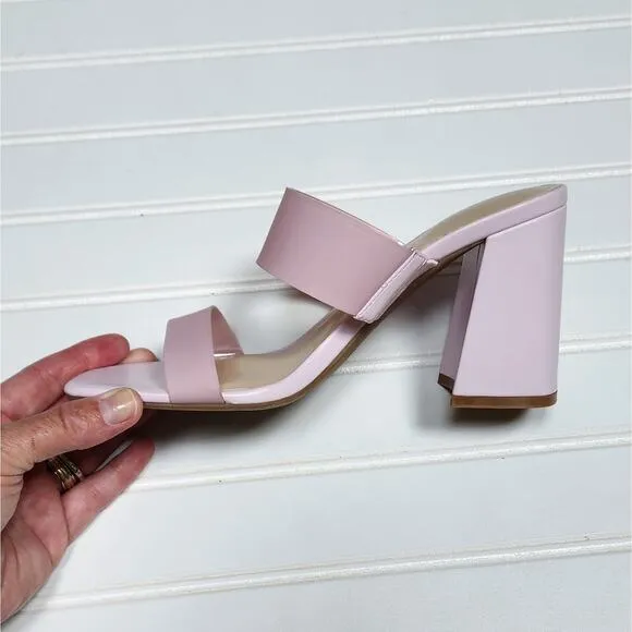 Nine West Gati3 Pink Block Heel Slide Sandals/Shoes