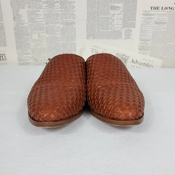 Nisolo Ama Woven Mule Womens 8.5 Brandy Color Slip On Sustainable Leather Shoes