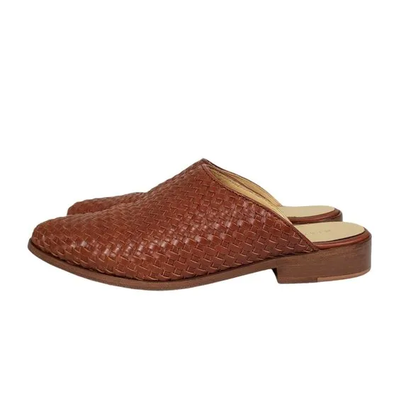 Nisolo Ama Woven Mule Womens 8.5 Brandy Color Slip On Sustainable Leather Shoes