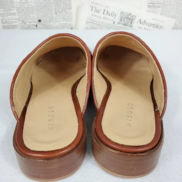 Nisolo Ama Woven Mule Womens 8.5 Brandy Color Slip On Sustainable Leather Shoes