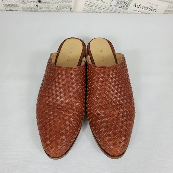 Nisolo Ama Woven Mule Womens 8.5 Brandy Color Slip On Sustainable Leather Shoes