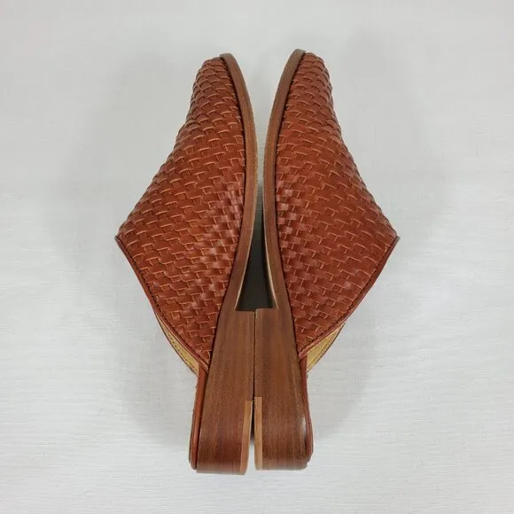 Nisolo Ama Woven Mule Womens 8.5 Brandy Color Slip On Sustainable Leather Shoes