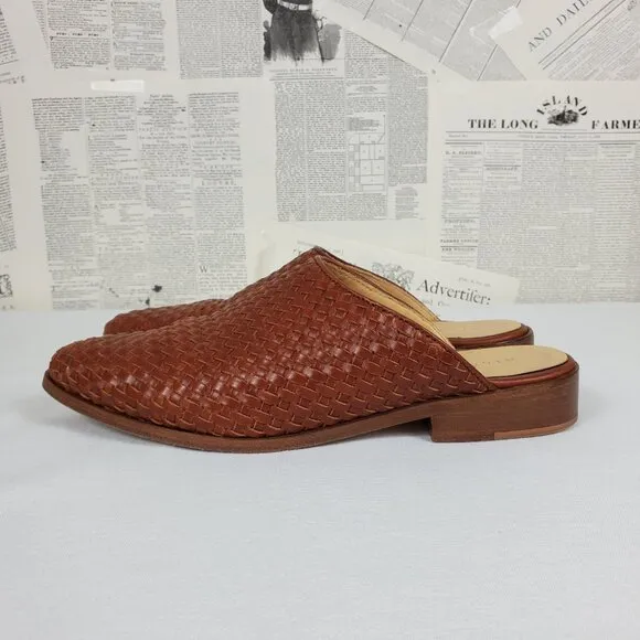 Nisolo Ama Woven Mule Womens 8.5 Brandy Color Slip On Sustainable Leather Shoes
